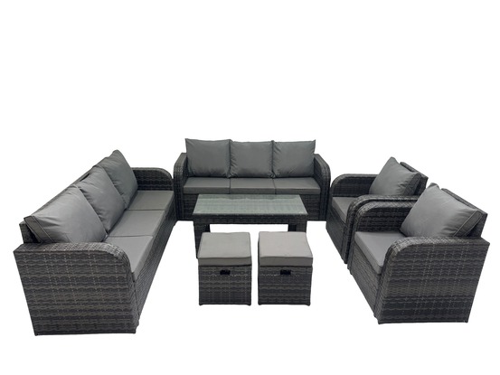 Ensembles de meubles de jardin 10 places ensemble de canapés en rotin avec table basse chaise inclinable 2 petits tabourets