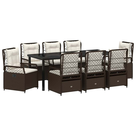 Ensemble de salle à manger pour jardin 9 pcs marron polyrotin