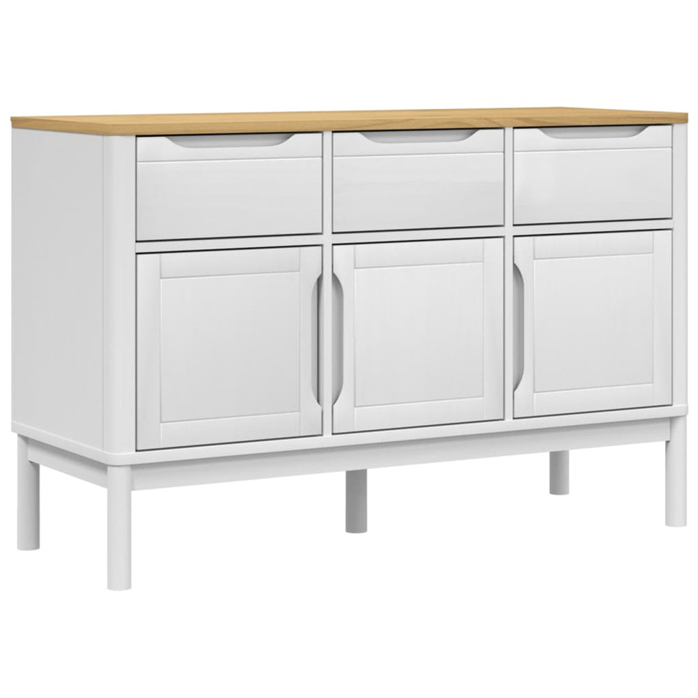 Buffet floro blanc 114x43x74 cm bois massif de pin