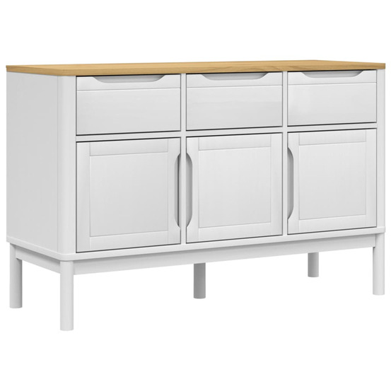 Buffet floro blanc 114x43x74 cm bois massif de pin