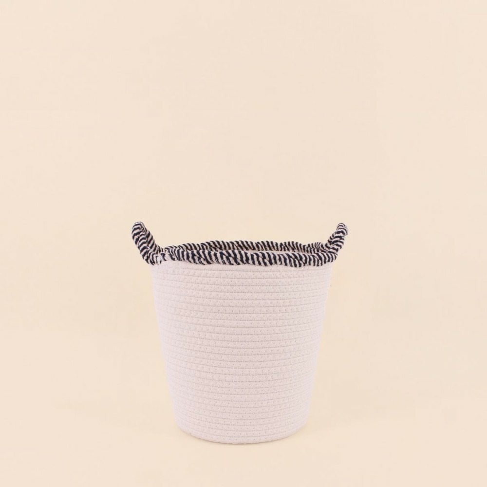 Panier rond en corde de coton finition vague 27x24cm