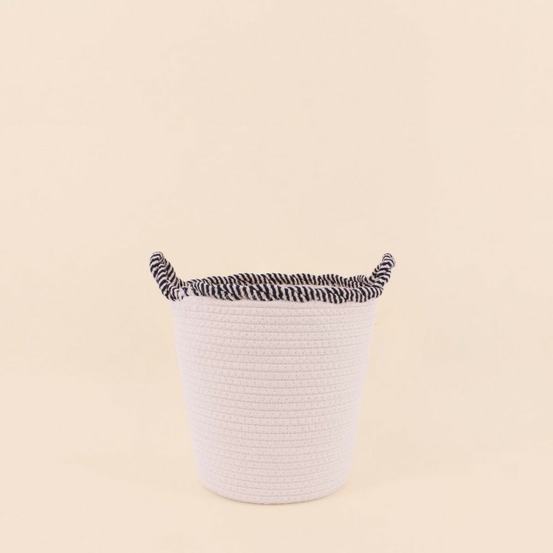 Panier rond en corde de coton finition vague 27x24cm