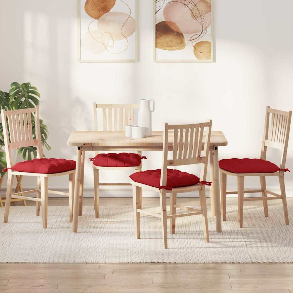 Coussins de siège 4 pcs rouge 40 x 40 x 6 cm tissu