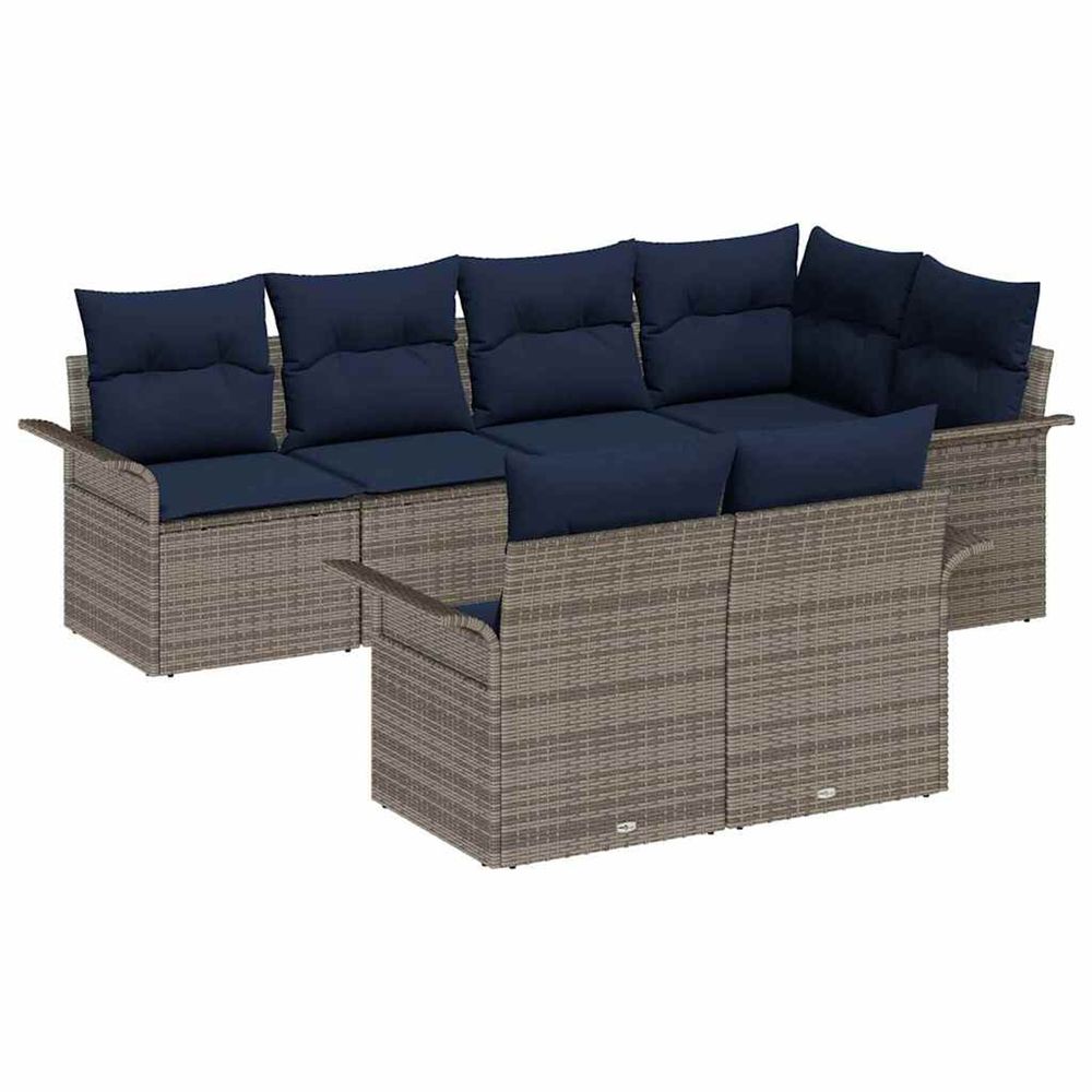 Ensemble de canapé de jardin 7 pc gris poly rotin