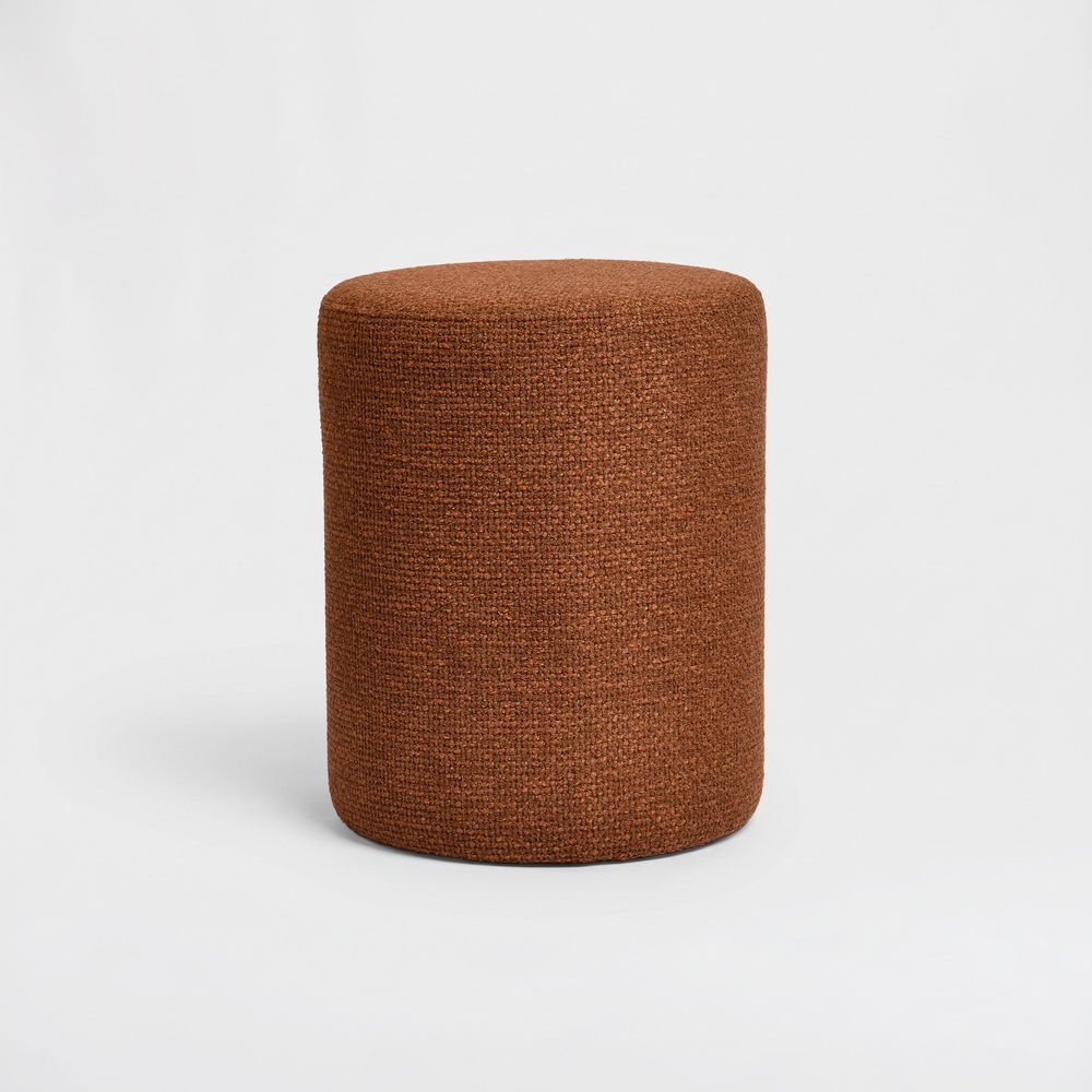 Lily-pouf rond en tissu texturé terracotta