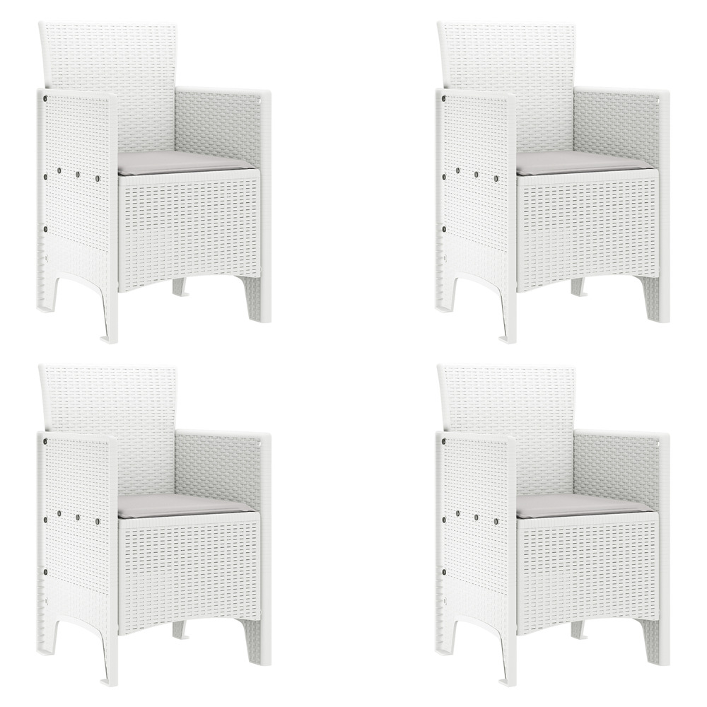 Chaises de jardin avec coussins 4 pcs en rotin synthétique blanc