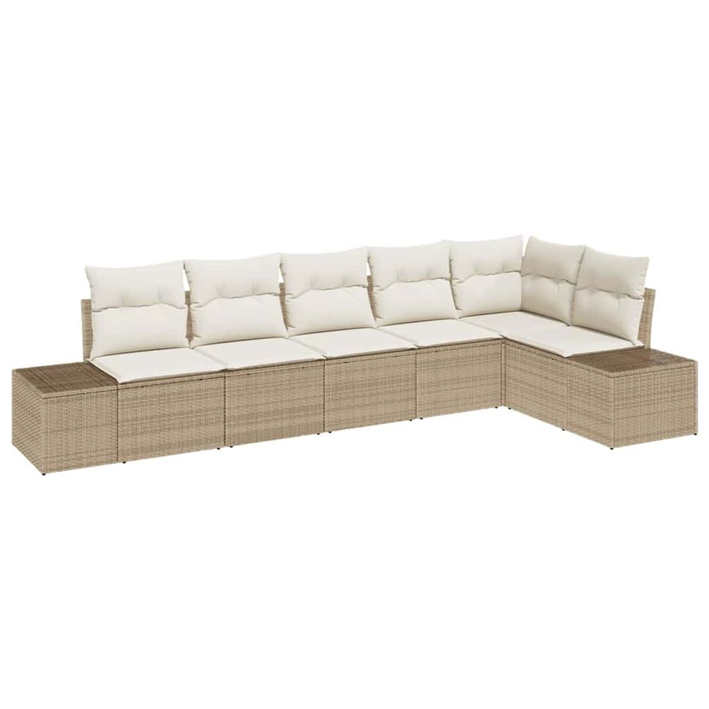 Ensemble de canapé de jardin 6 pc beige et crème polyrotin