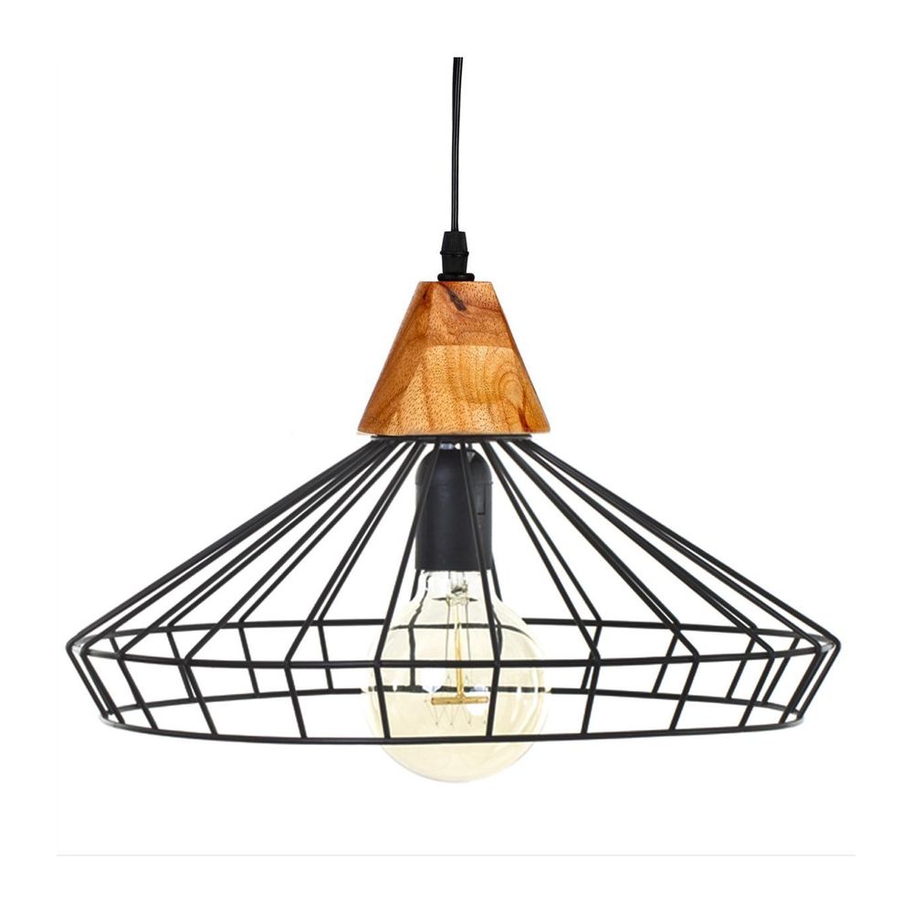 Luminaire suspension en métal filaire noir d 38 cm