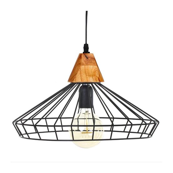 Luminaire suspension en métal filaire noir d 38 cm