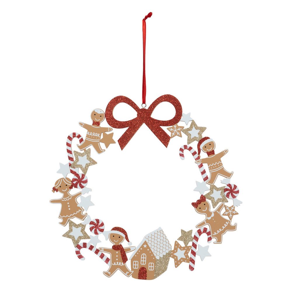 Couronne de noël en bois pain d'épice d 33 cm