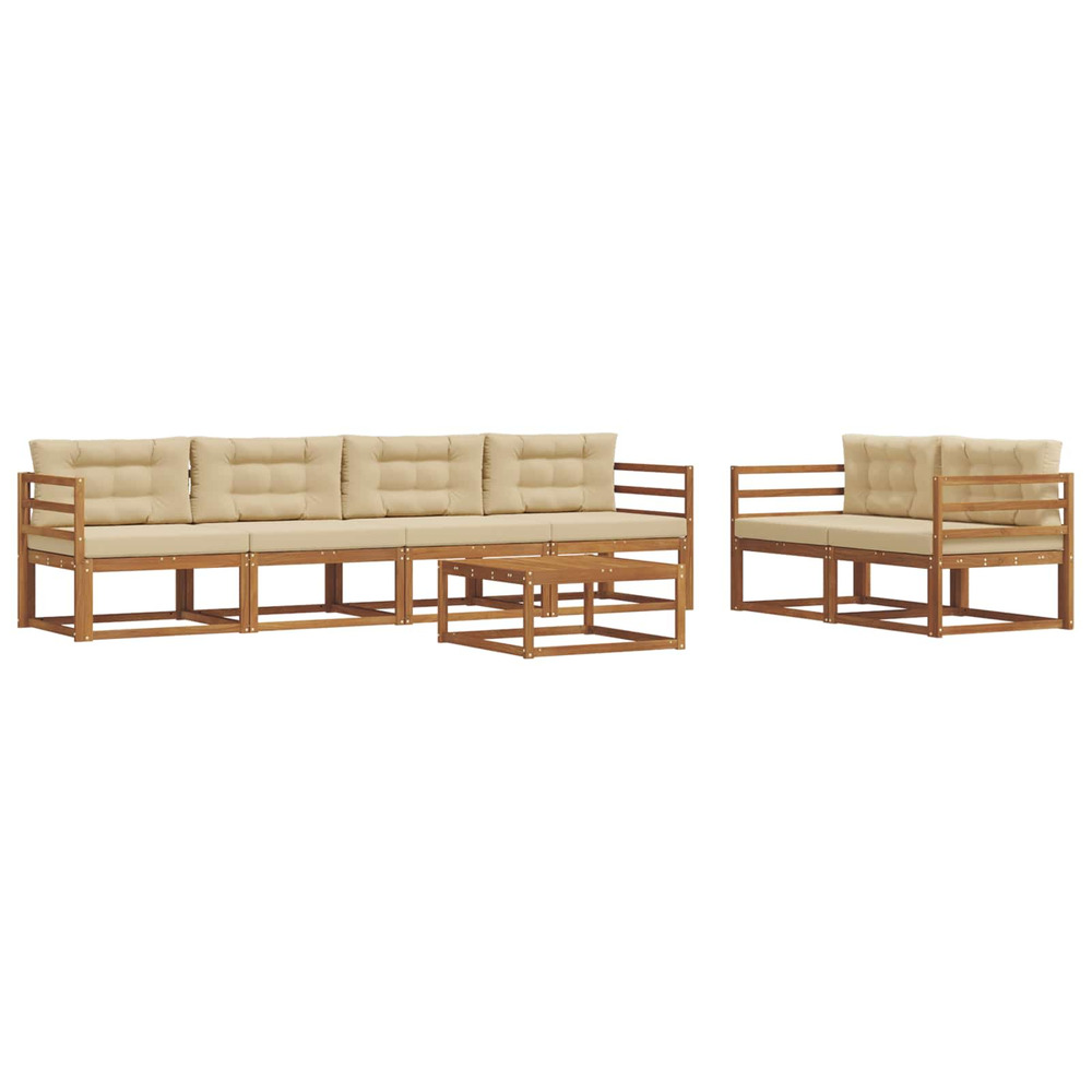 Ensemble de canapés d'extérieur 7 pcs naturel et beige