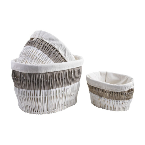 Corbeilles à linge en osier et doublure coton (lot de 3)
