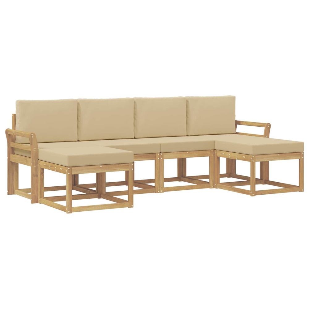 Ensemble de canapés d'extérieur 6 pcs blanc et beige polyester