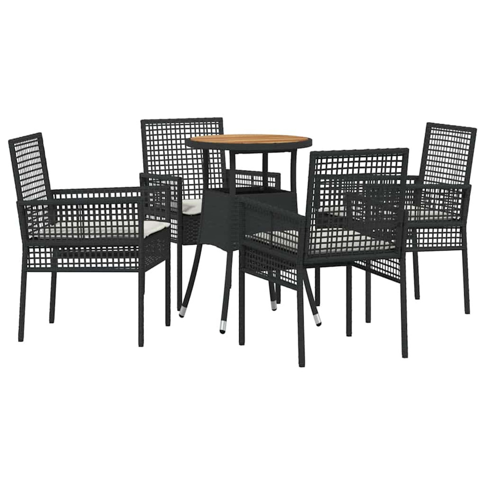 Ensemble de salle à manger pour jardin 5 pcs noir polyrotin