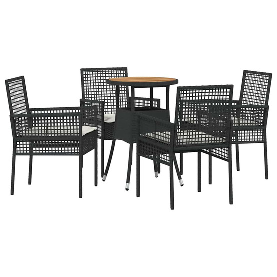 Ensemble de salle à manger pour jardin 5 pcs noir poly rotin