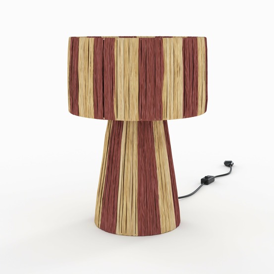 Soléa-lampe rayée terracotta en feuille de palmier