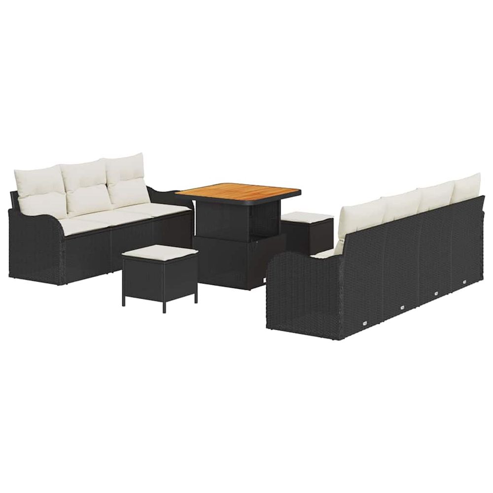 Ensemble de canapé de jardin 10 pc noir polyrotin