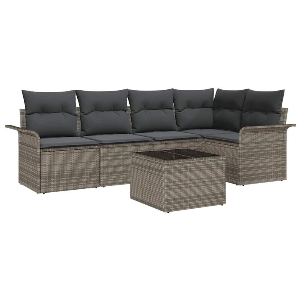 Ensemble de canapé de jardin 6 pc gris polyrotin