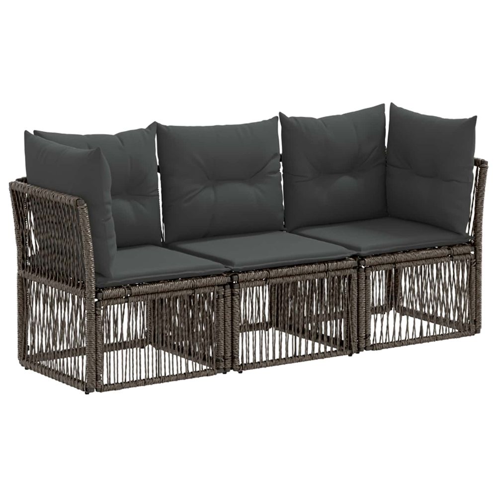 Ensemble de canapé de jardin 3 pc gris polyrotin