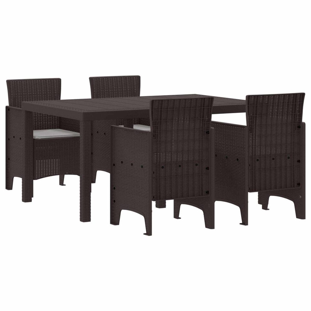 Ensemble de salle à manger pour jardin 5 pcs marron rattan polt