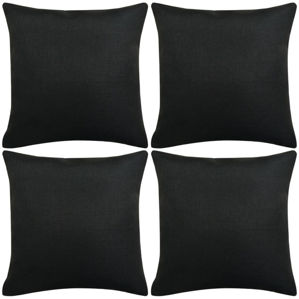 Housses de coussin 4 pcs aspect de lin noir 40x40 cm