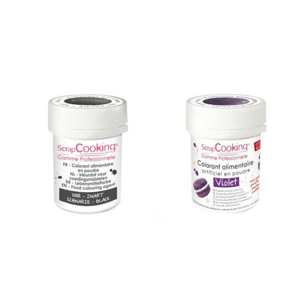2 colorants alimentaires en poudre - noir-violet