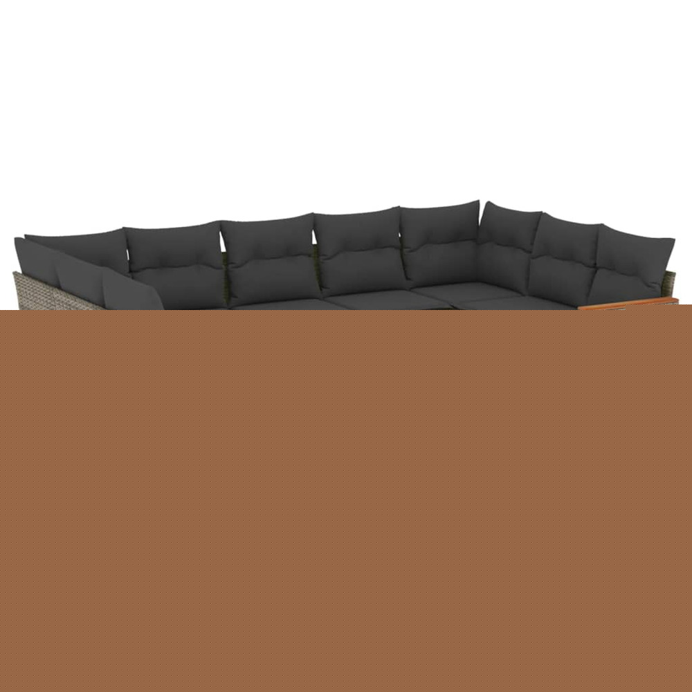 Salon de jardin avec coussins 10 pcs gris résine tressée
