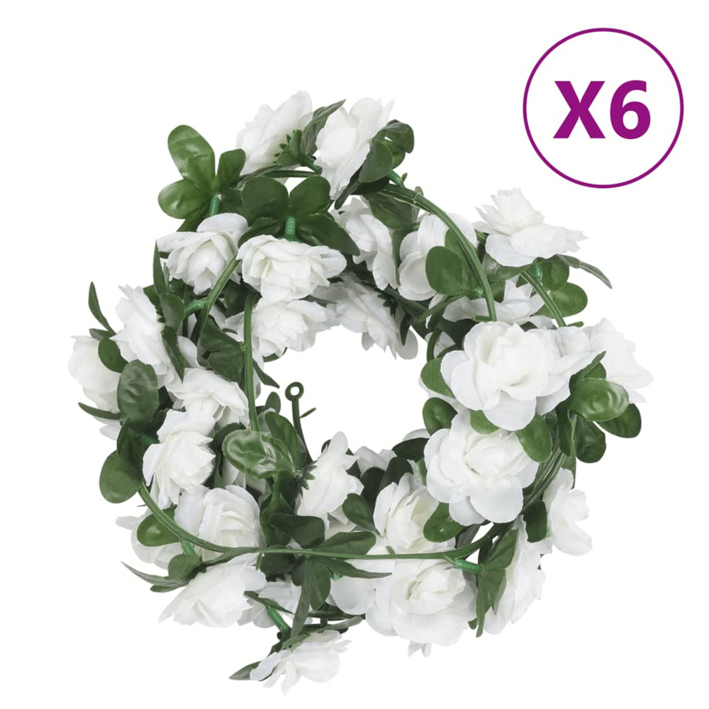 Guirlandes de fleurs de noël 6 pcs blanc 240 cm