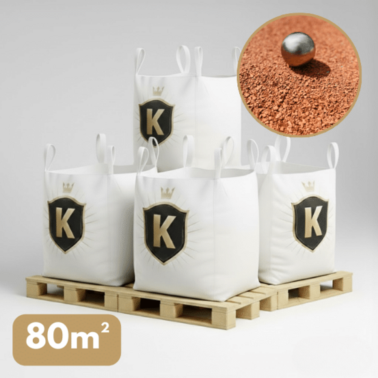 Sable stabilisé rouge 0/6 mm – pack 4 big bag +/- 1,5t – pétanque