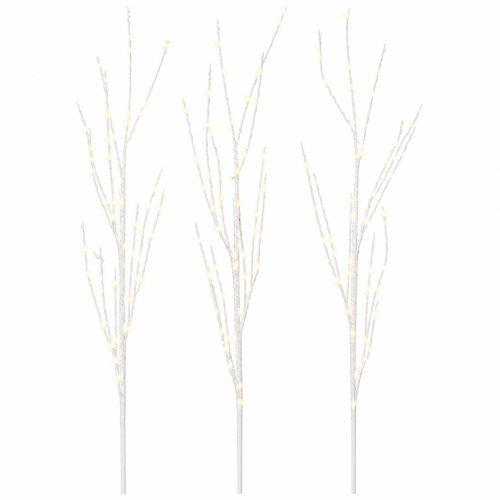 Branche de cuivre led de décoration de noël 3 pc blanc 62 cm
