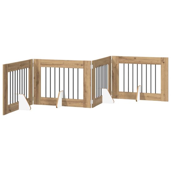 Porte de chien pliable avec supports 4 pc chêne artisanal