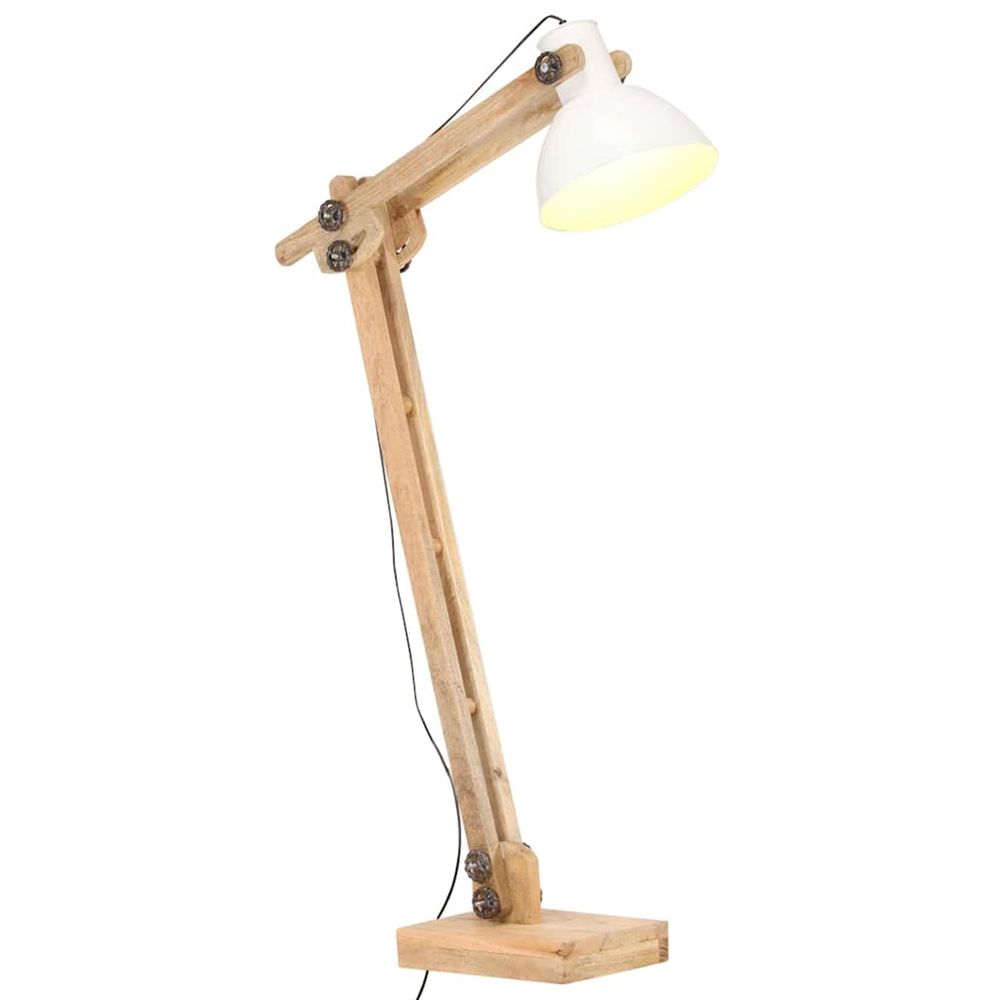 Lampadaire blanc bois de manguier massif e27