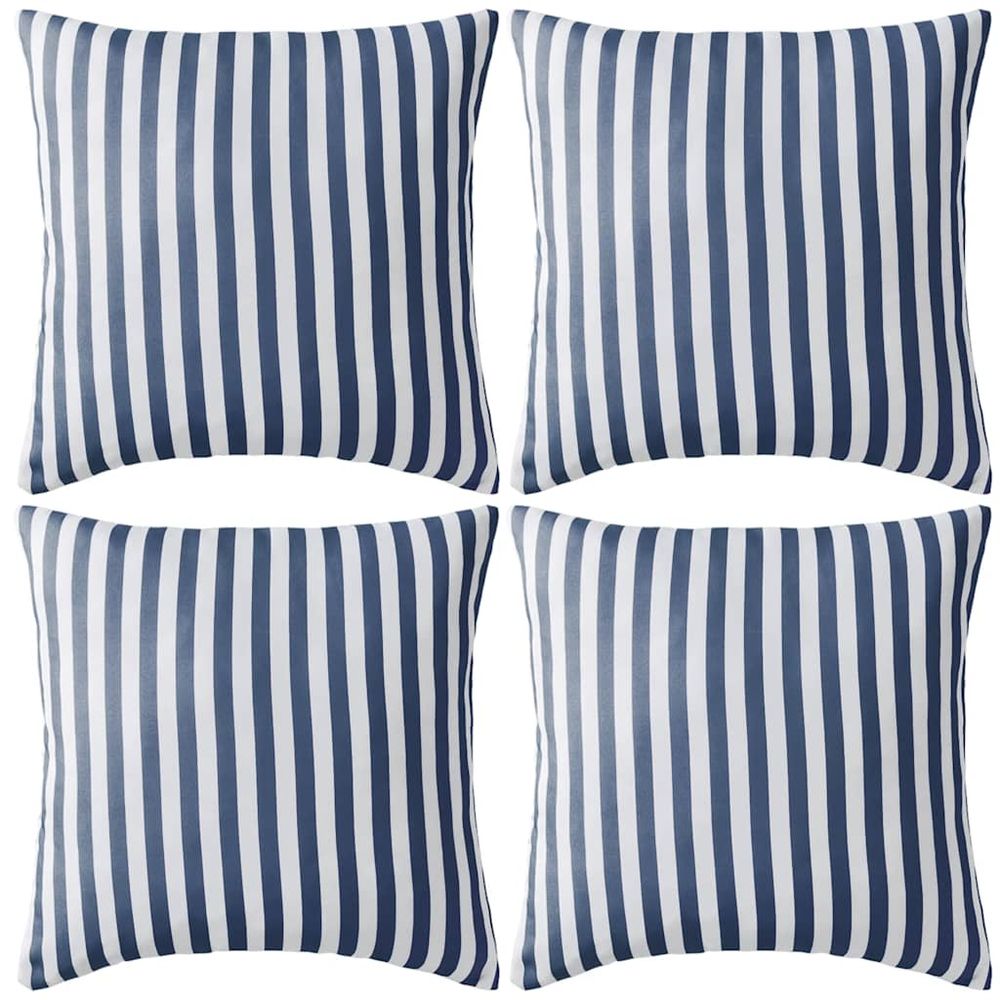 Oreiller d'extérieur lot de 4 impression rayure 45 x 45 cm bleu