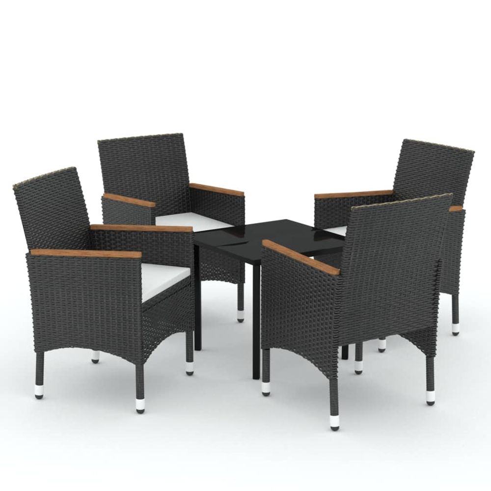 Ensemble à manger de jardin avec coussins 5 pcs noir