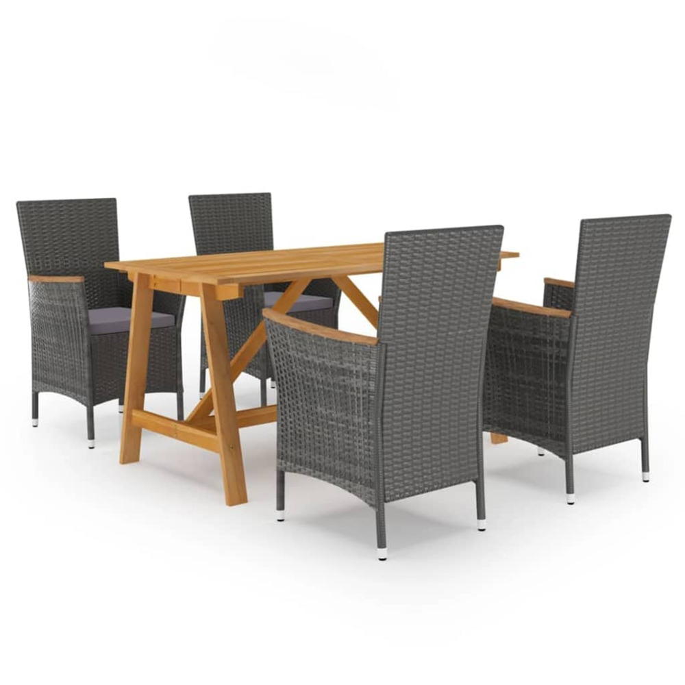 Ensemble à manger de jardin 5 pcs gris