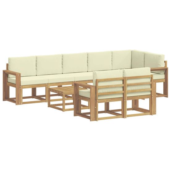 Ensemble de canapés d'extérieur 9 pc blanc et crème polyester