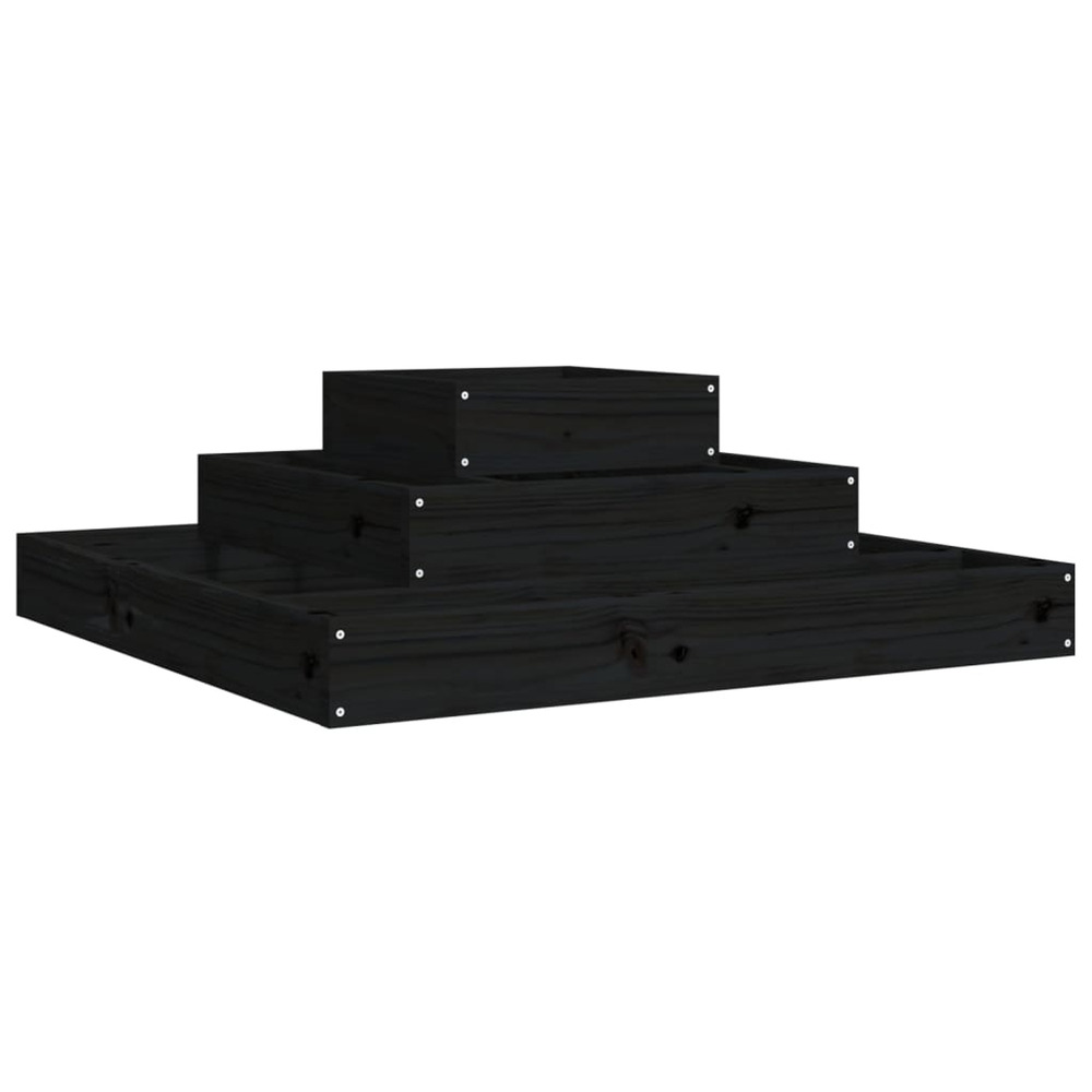Jardinière d'extérieur noir 80x80x27 cm bois massif de pin