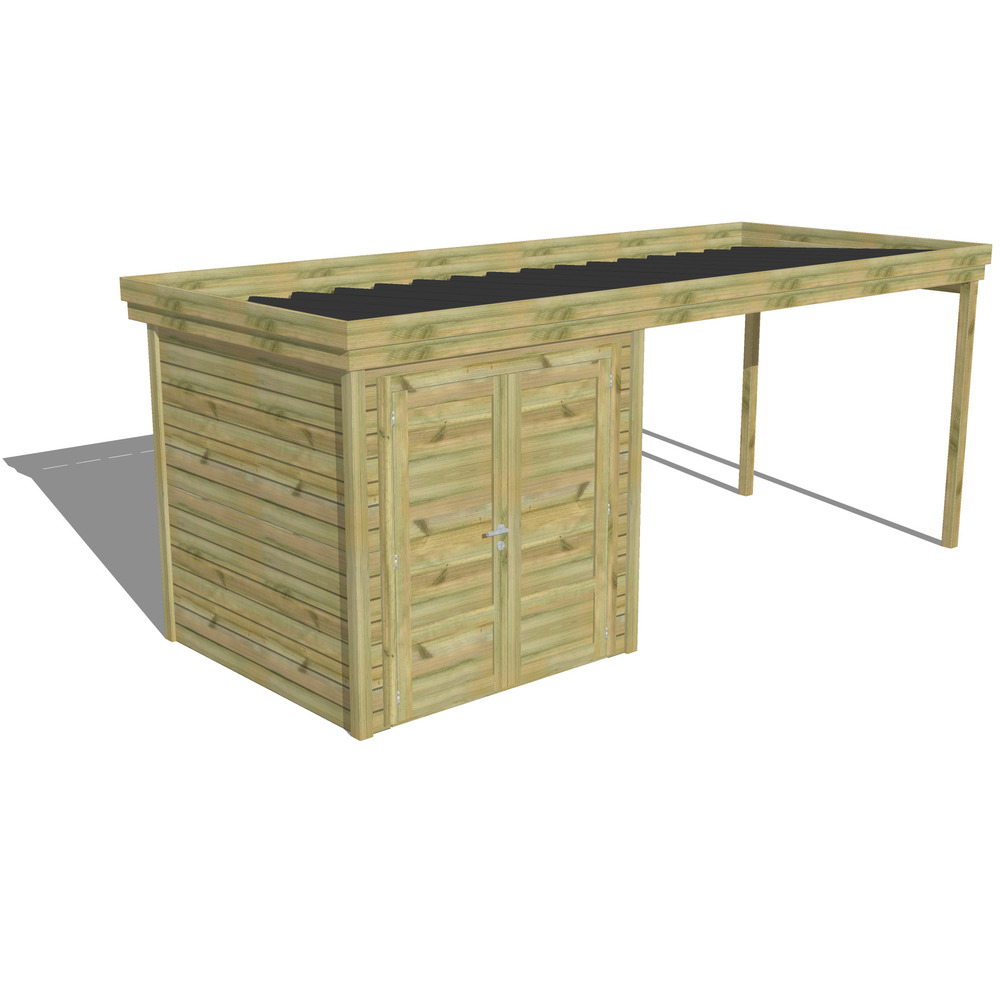 Abri de jardin bois pin traité autoclave 27mm - 5,64x2,14m / 12m2 - bac acier - abri français