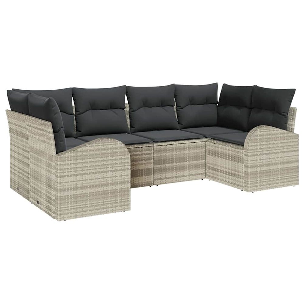 Ensemble de canapé de jardin 6 pc 6 place gris clair polyrotin