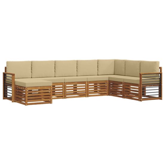Ensemble de canapés d'extérieur 8 pc naturel et beige