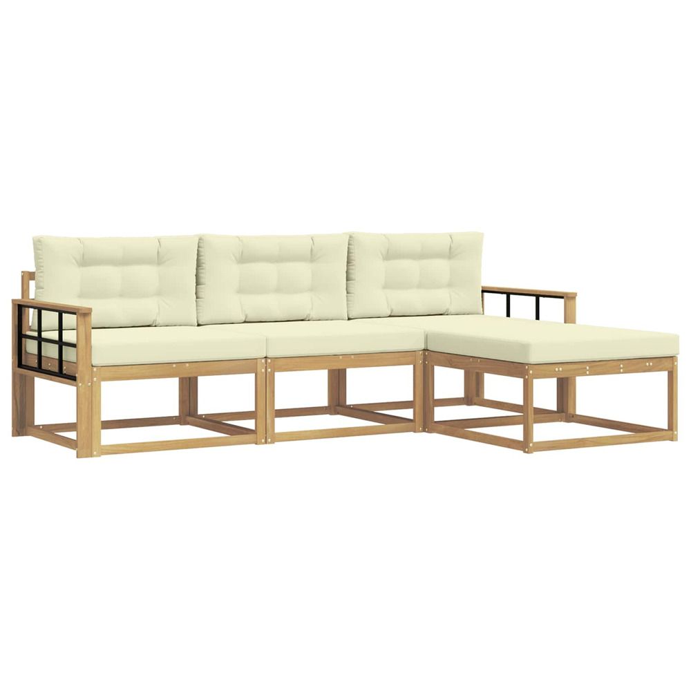 Ensemble de canapés d'extérieur 4 pc blanc et crème polyester