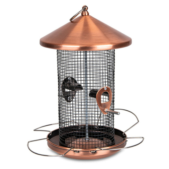 Mangeoire à arachides, ø 17 x h 31 cm, cuivre et noir pour oiseaux