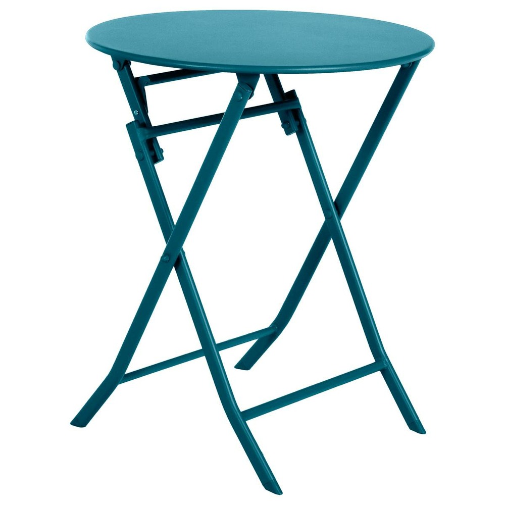Table de jardin pliante ronde greensboro bleu canard