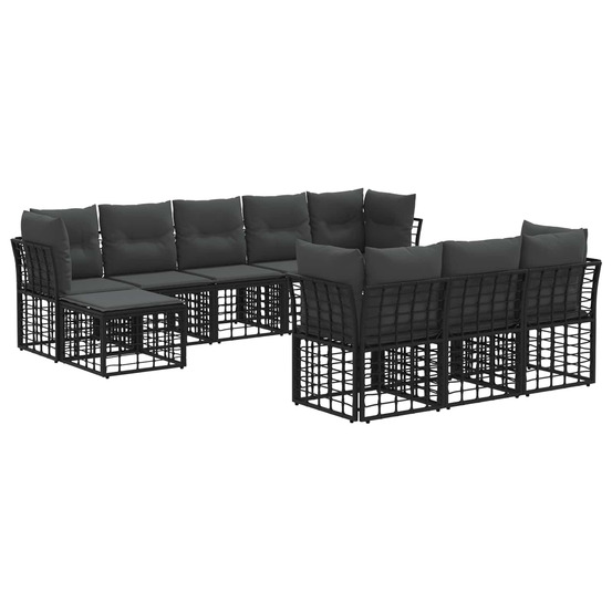Ensemble de canapés d'extérieur noir et gris foncé polyester