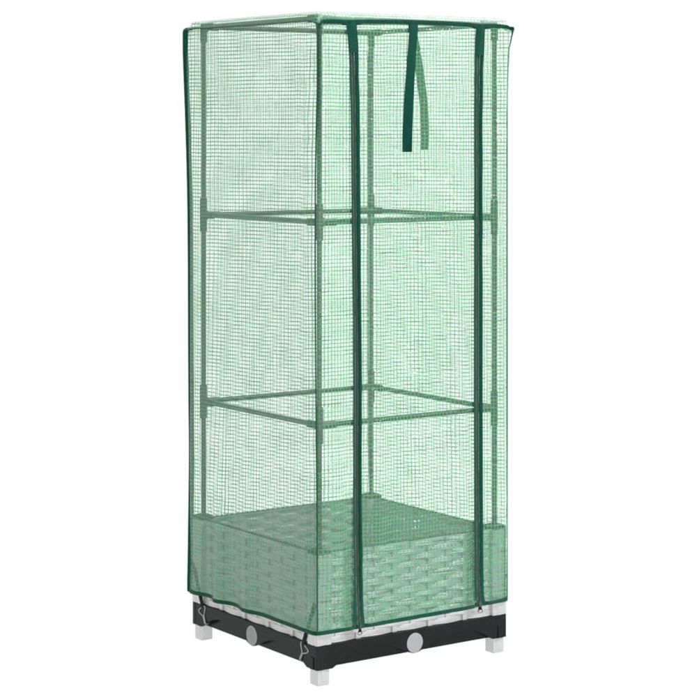 Jardinière d'extérieur surélevée avec housse aspect rotin 40x40x123 cm