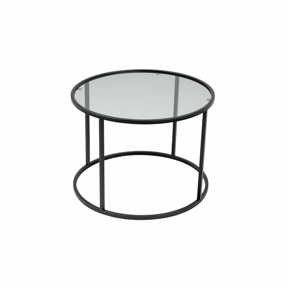 Table basse solsiste en verre - diam 80 cm - noir