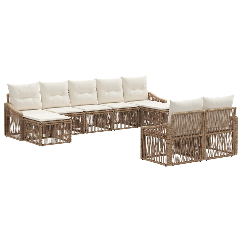 Ensemble de canapé de jardin 9 pcs beige polyrotin