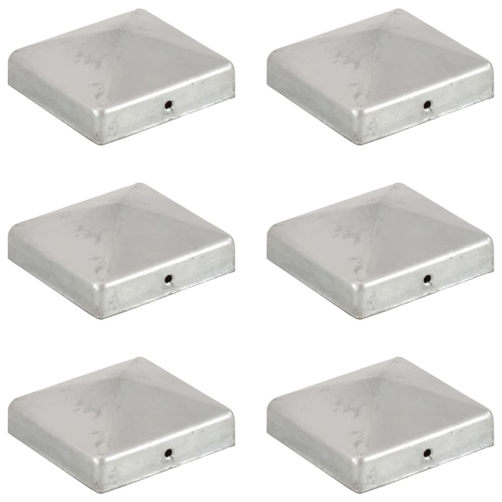 Bouchons de poteau de clôture 6 pcs métal galvanisé 81x81 mm
