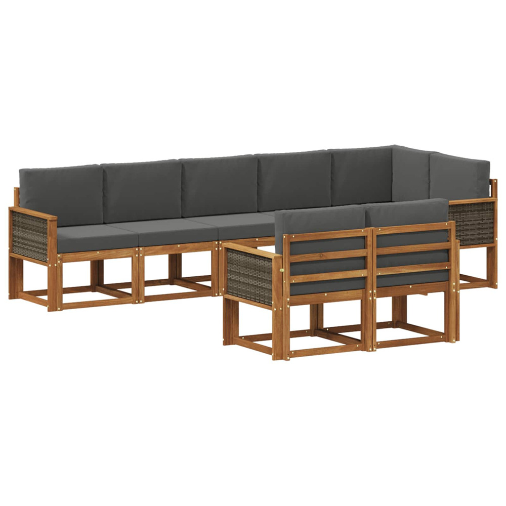 Ensemble de canapés d'extérieur 8 pcs naturel et anthracite