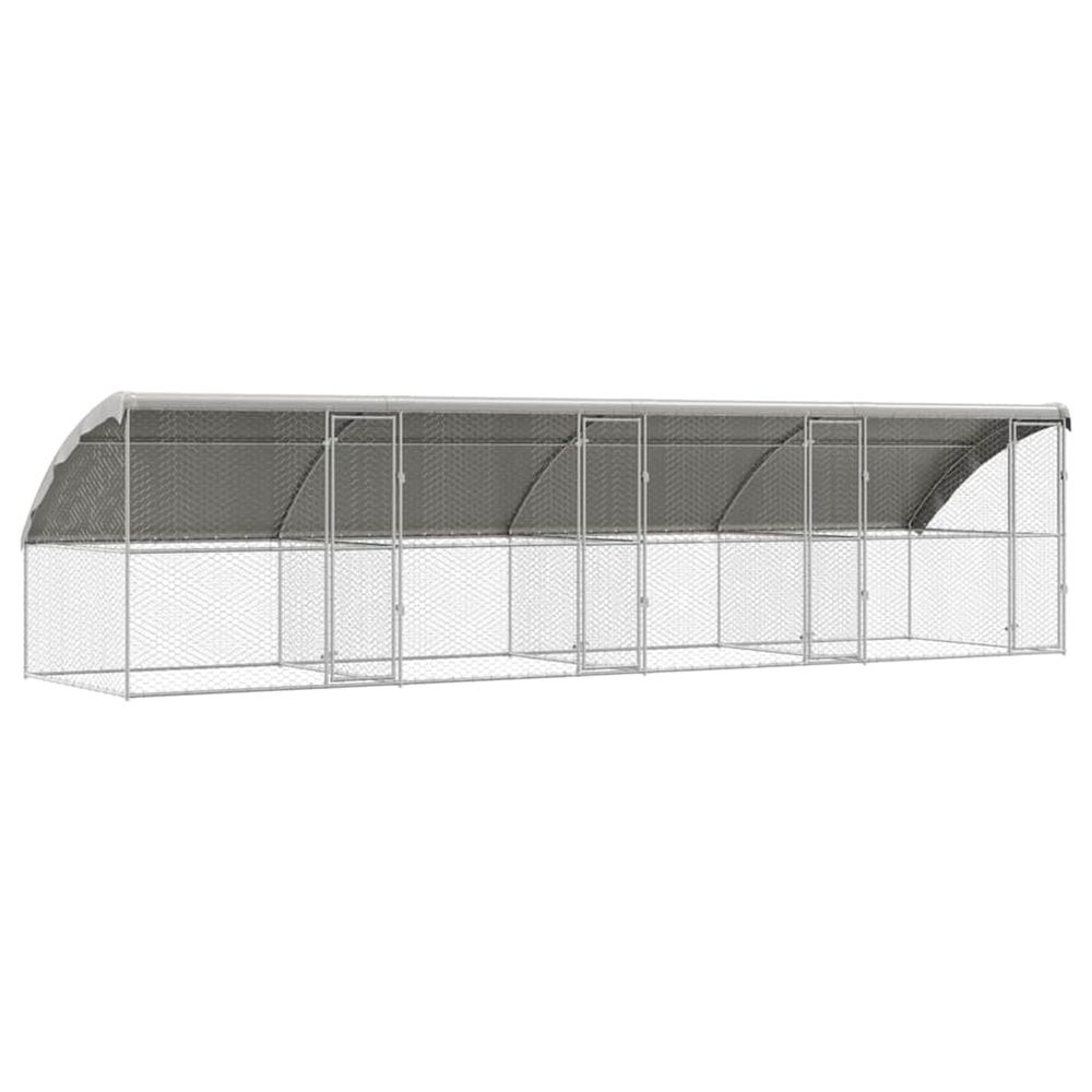 Kennel pour chiens 4 pc argenté 8 x 2 x 2 m acier galvanisé